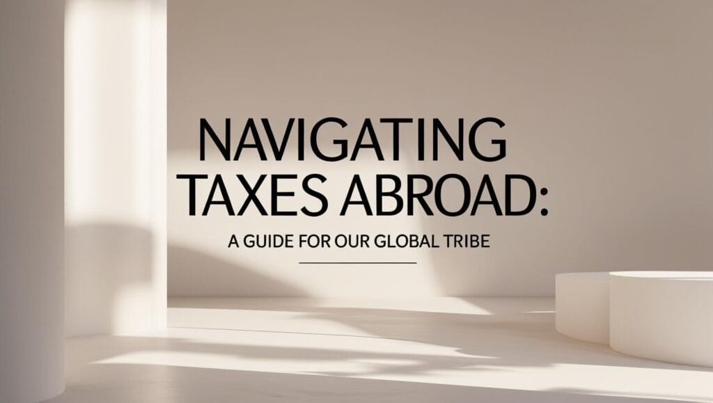 Navigating Taxes Abroad_ A Guide for Our Global Tribe, make the title bigger and minimalistic design (1) - Best Study Abroad Consultants in India